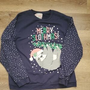 Merry Slothmas Navy Sweater